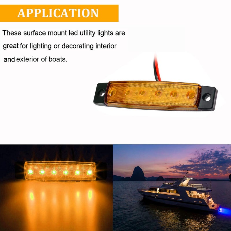 PSEQT LED Boat Interior Lights Marine Courtesy Light Strip Deck Transom Cockpit Navigation Lighting Waterproof for Fishing Pontoon Kayak Yacht Sailboat (Amber 10Pcs) - Image 3